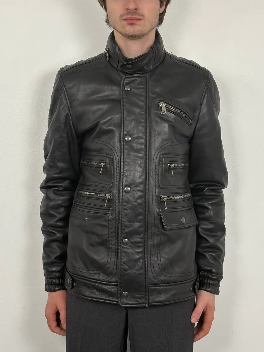 2010s Dolce & Gabbana Multi Zip Black Sheep Leather Jacket