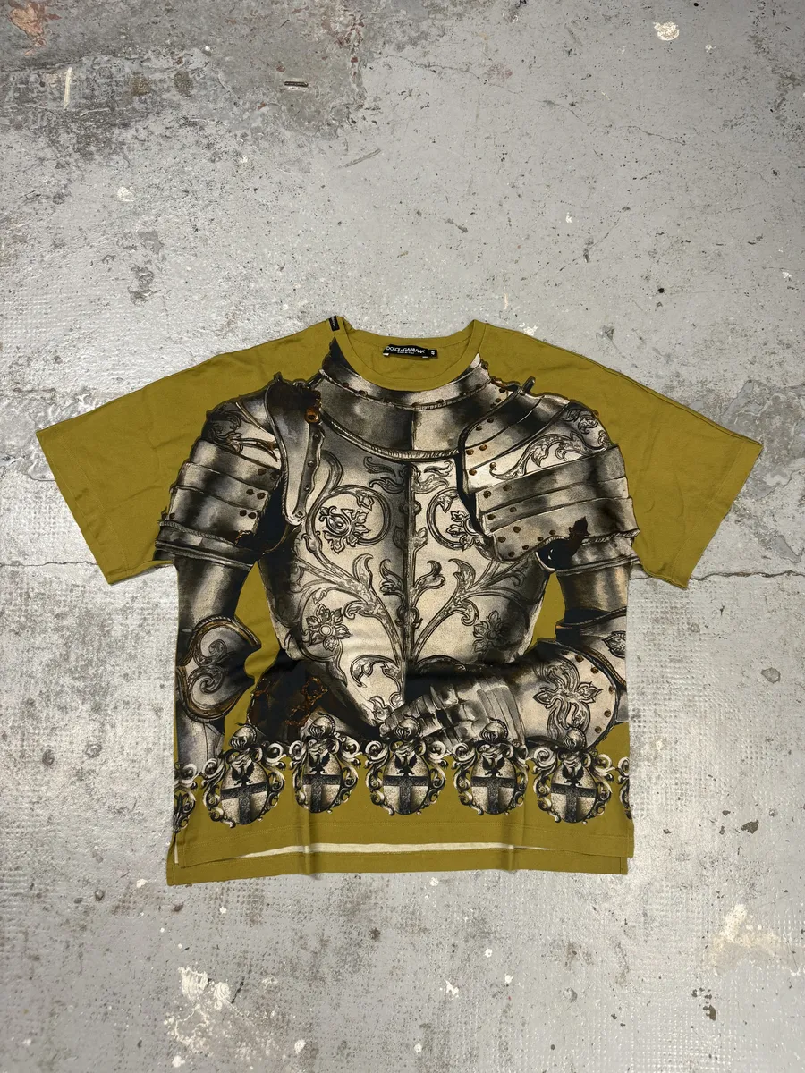 2010s Dolce & Gabbana Mustard Knight Armure T-Shirt