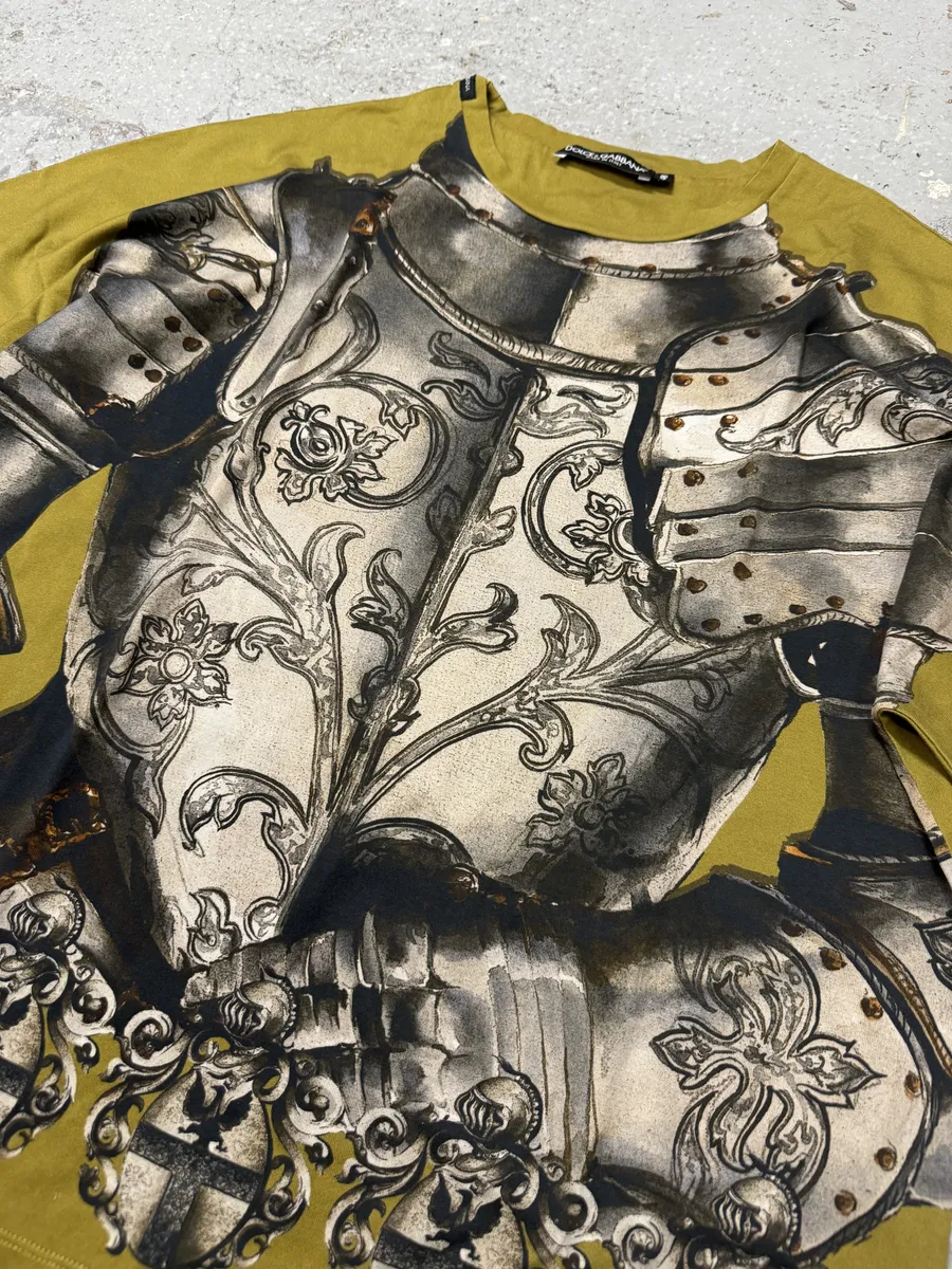2010s Dolce & Gabbana Mustard Knight Armure T-Shirt - Image 8