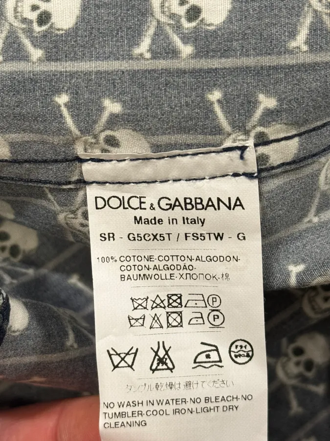 2010s Dolce & Gabbana Navy Pirate Skull Classy Shirt - Image 11