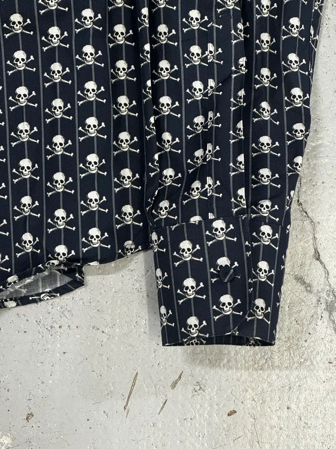 2010s Dolce & Gabbana Navy Pirate Skull Classy Shirt - Image 8