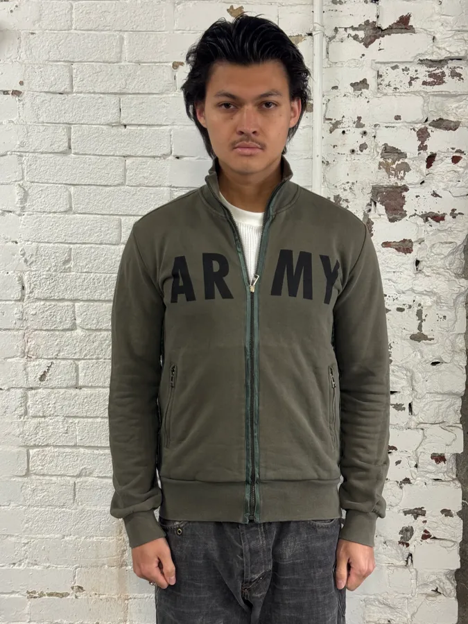 2010s Dolce & Gabbana Olive Army Zip-up Sweater - Image 2