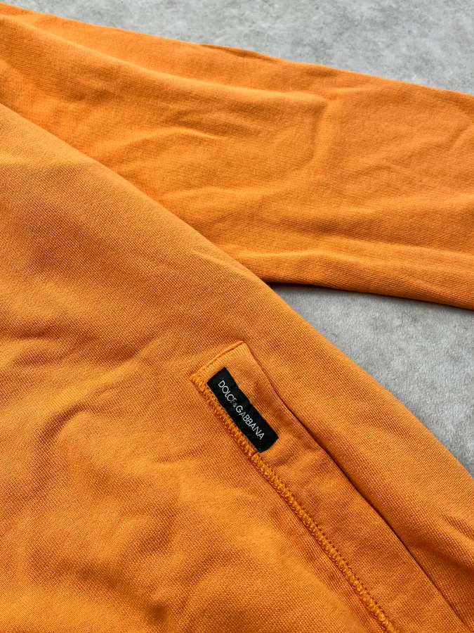 2010s Dolce & Gabbana Orange Zip-Up Hoodie - Image 6