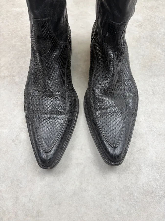 2010s Dolce & Gabbana Python Leather Santiags Boots - Image 3