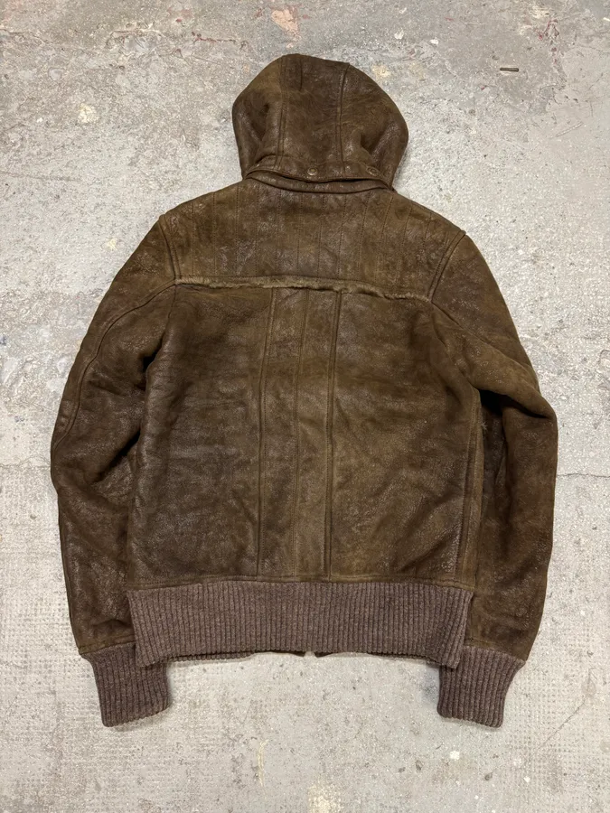 2010s Dolce & Gabbana Rabbit Brown Lamb Leather Cristal Jacket - Image 5