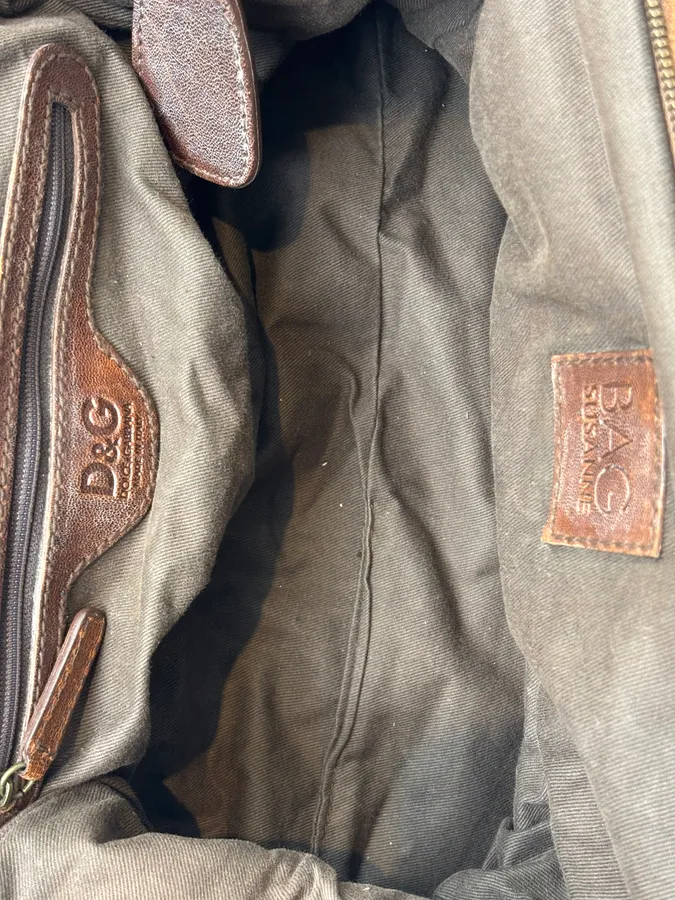 2010s Dolce & Gabbana Vintage Brown Quilted Leather Bowling Bag - Image 12