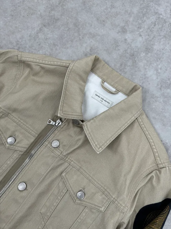 SS2014 Dries Van Noten Beige Denim Jacket - Image 5
