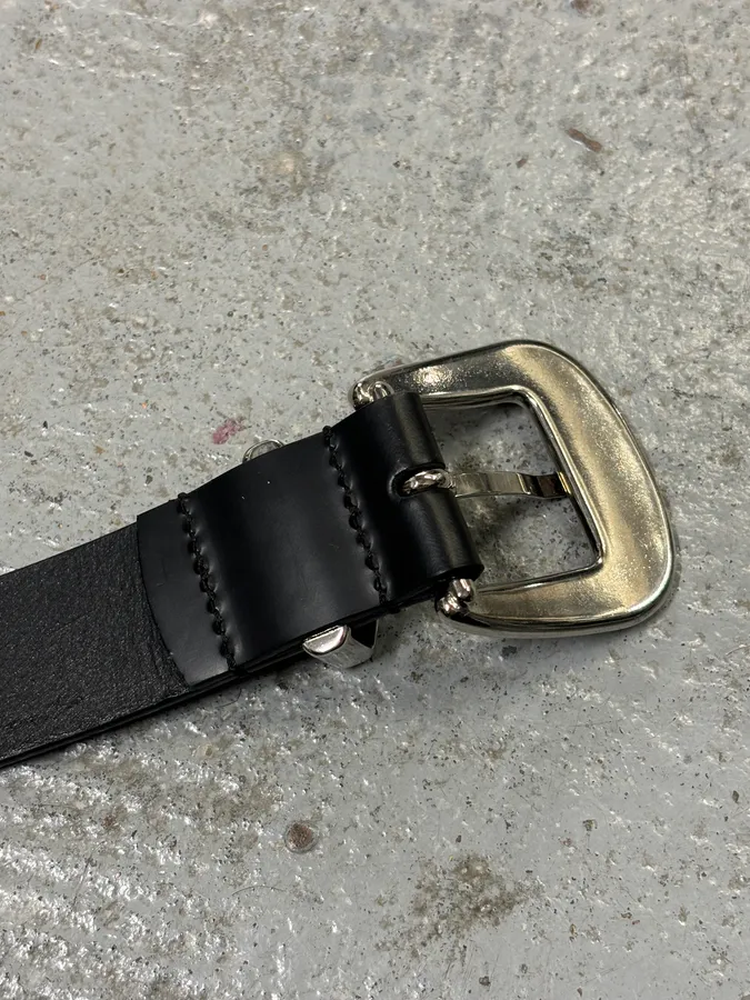 2010s Dsquared2 Black Leather Western Silver Ornamental Belt - Image 8
