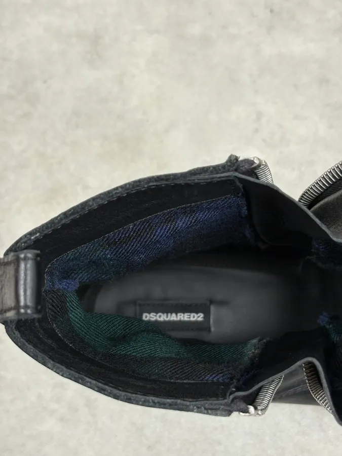 2010s Dsquared2 Black Side Zips Leather Boots - Image 9
