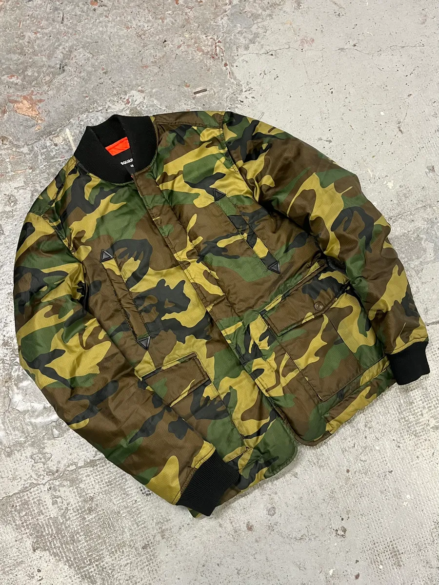 2010s Dsquared2 Camo Khaki Bomber Jacket - Image 2