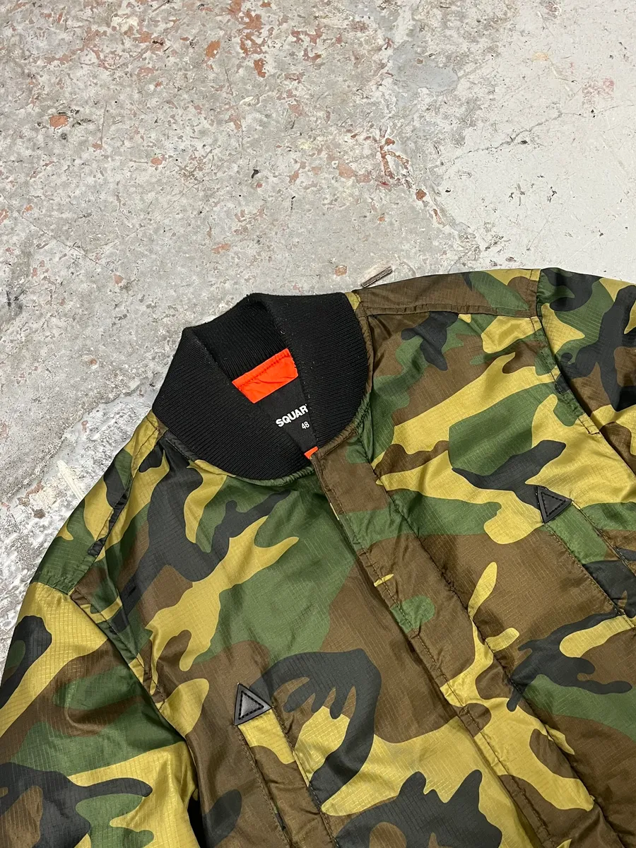 2010s Dsquared2 Camo Khaki Bomber Jacket - Image 3