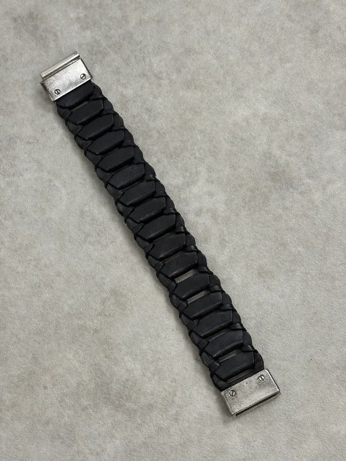 2010s Emporio Armani Black Leather Bracelet - Image 5