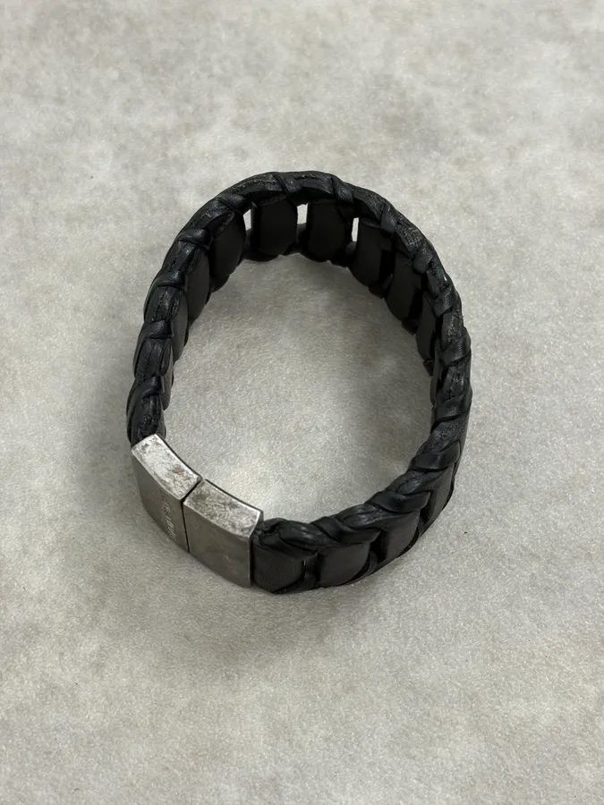 2010s Emporio Armani Black Leather Bracelet - Image 6