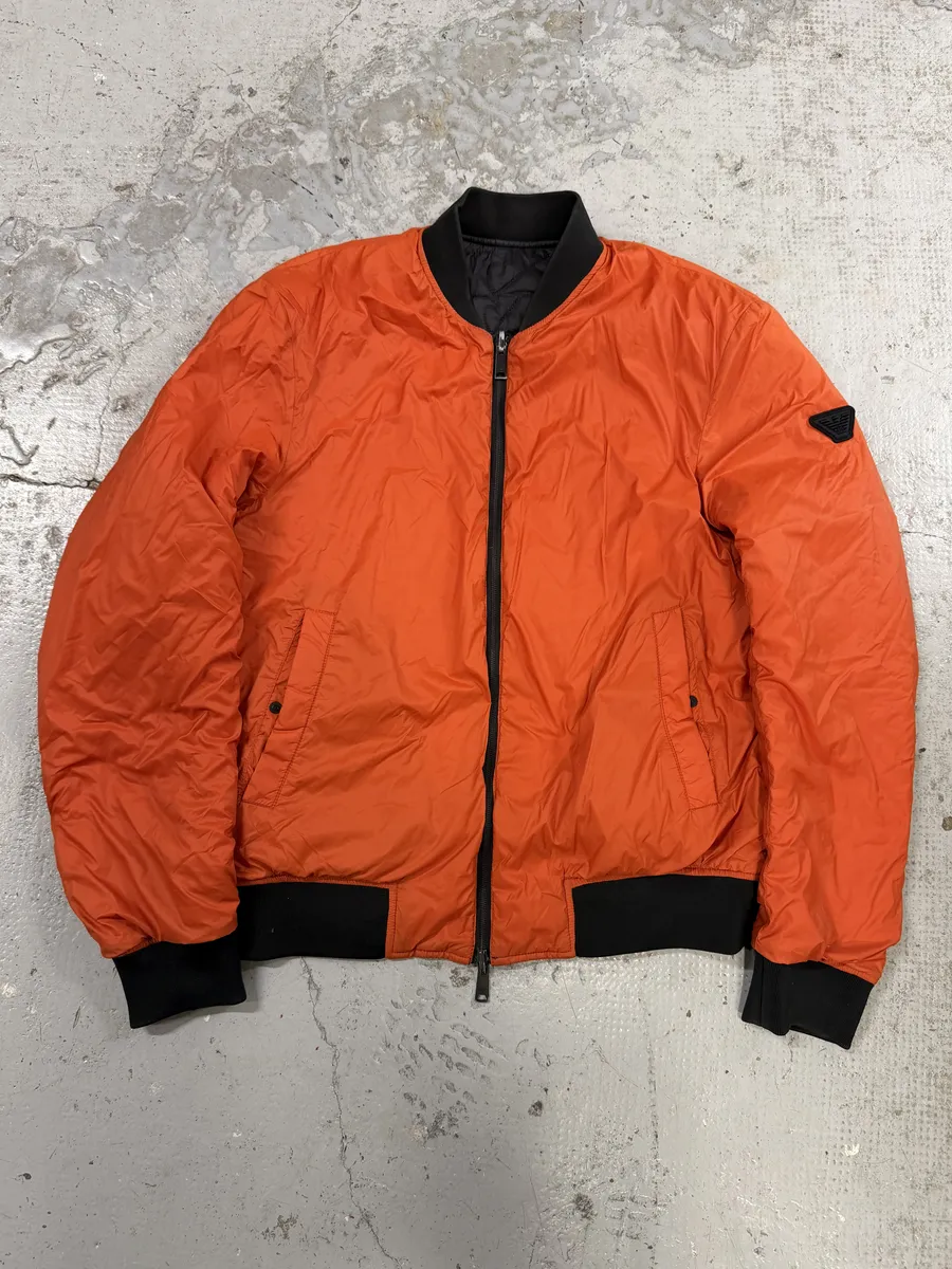 2010s Emporio Armani Black & Orange Puffer Jacket - Image 3