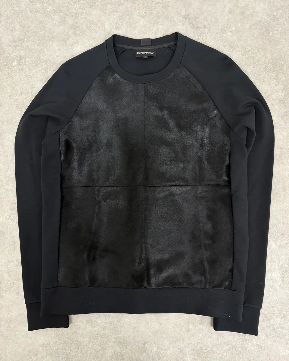 2010s Emporio Armani Black Pony Hair Sweater
