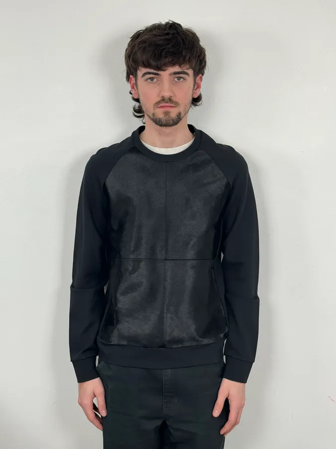 2010s Emporio Armani Black Pony Hair Sweater - Image 2
