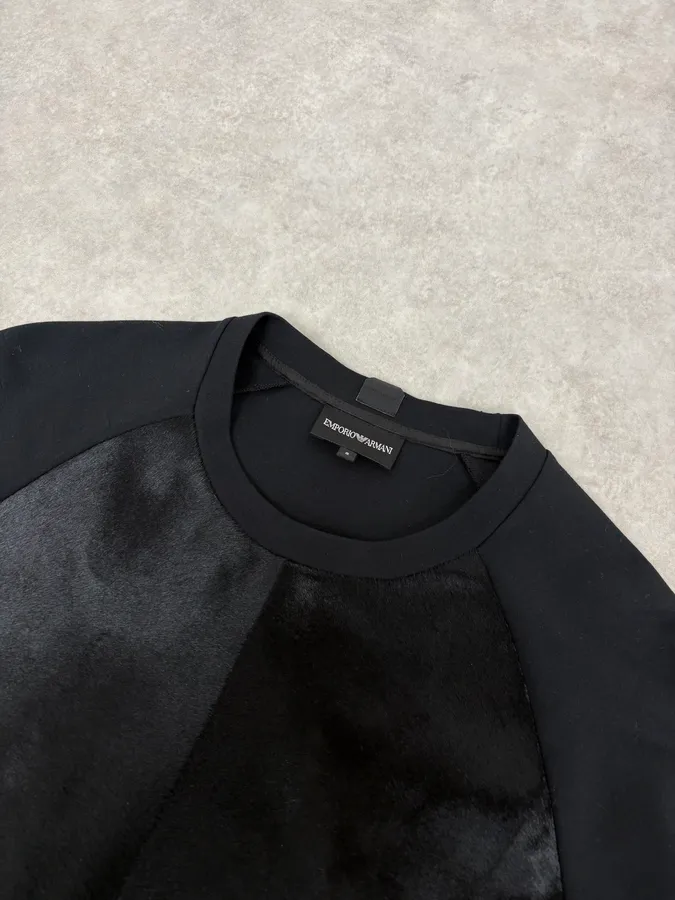 2010s Emporio Armani Black Pony Hair Sweater - Image 4