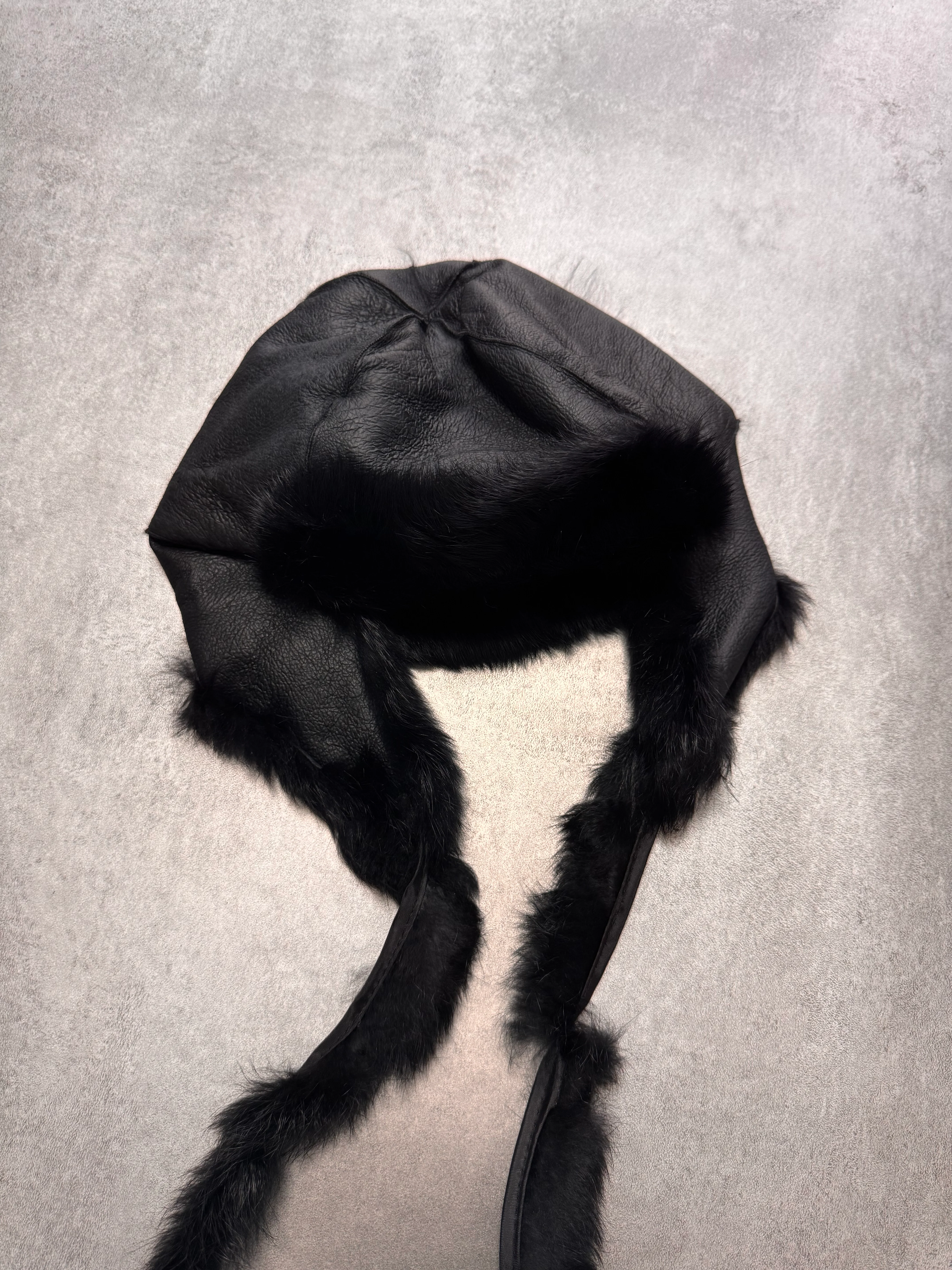 2010s Emporio Armani Black Rabbit Fur Chapka - Image 4