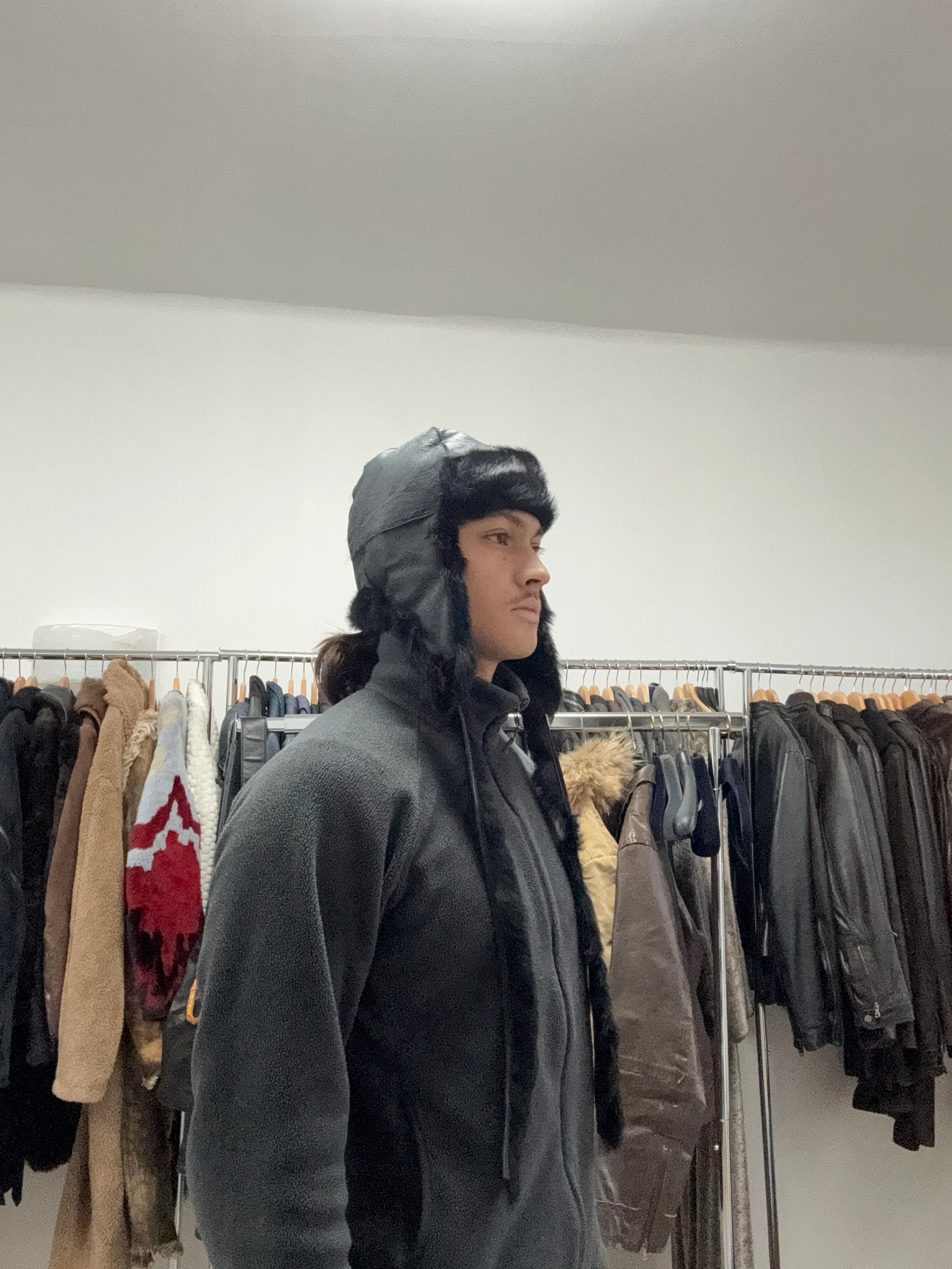 2010s Emporio Armani Black Rabbit Fur Chapka - Image 5