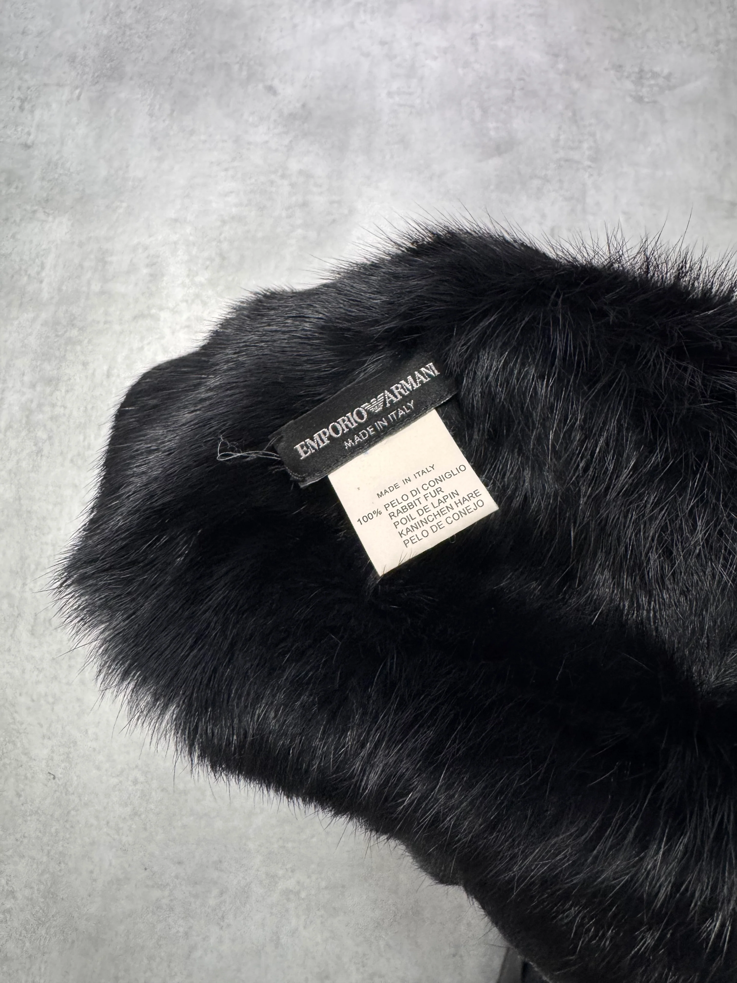2010s Emporio Armani Black Rabbit Fur Chapka - Image 7