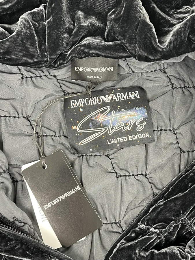 2010s Emporio Armani Black Wool Relief Hooded Jacket - Image 9