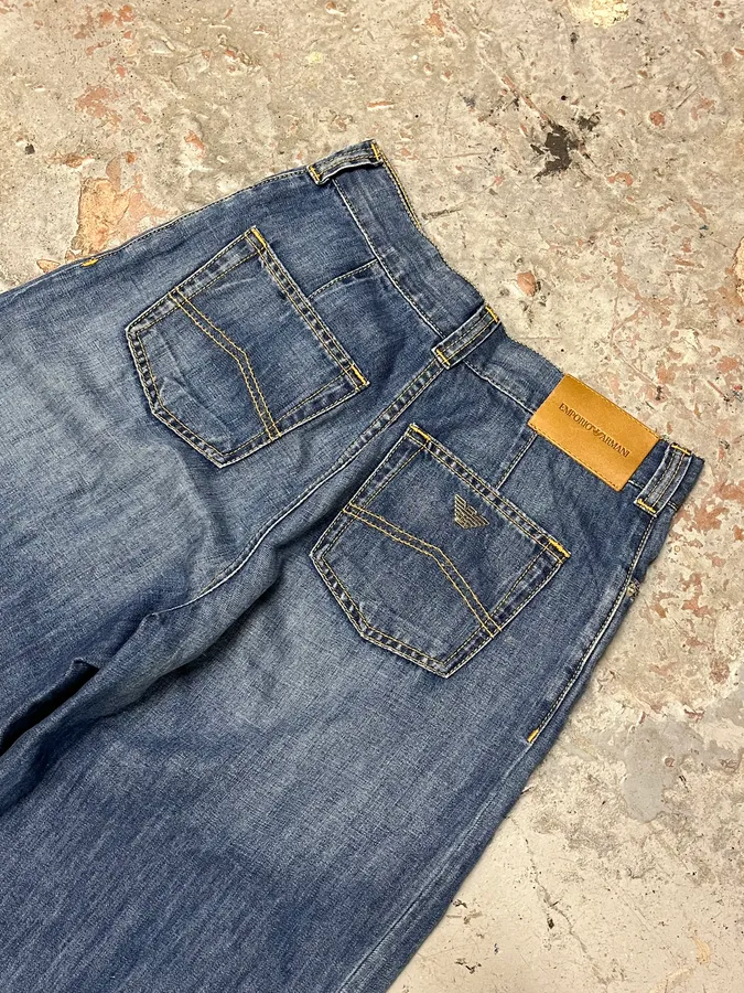 2010s Emporio Armani Blue Flared Denim Jeans - Image 7