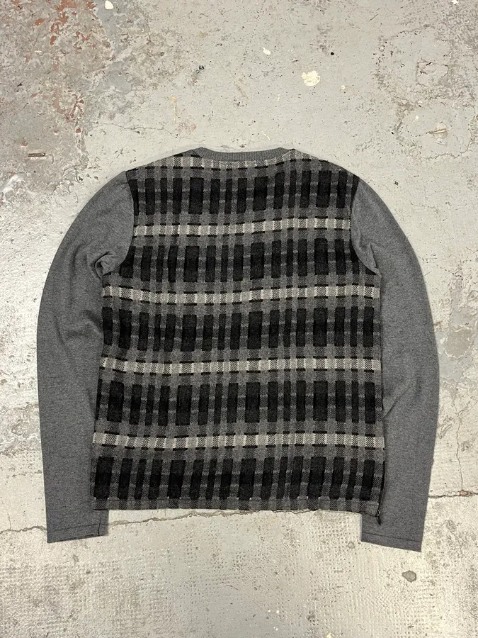 2010s  Emporio Armani Checkered Grey Sweater - Image 6