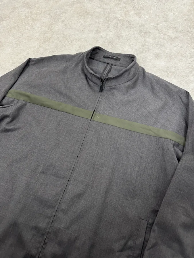 2010s Emporio Armani Grey & Olive Lined Cozy Zip-up Jacket - Image 6