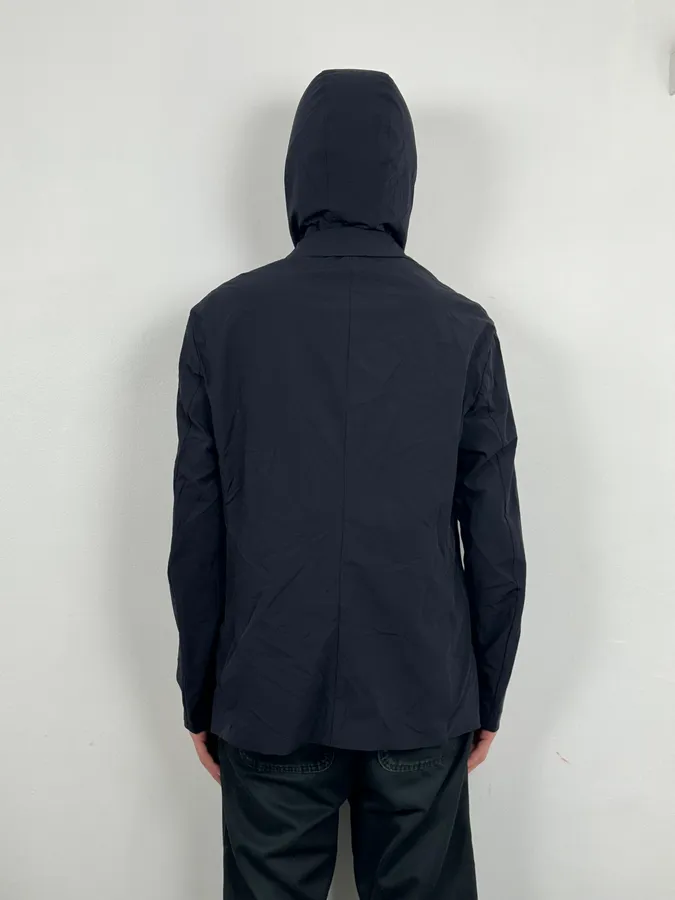 2010s Emporio Armani Multi Zip Windbreaker Navy Layered Hooded Jacket - Image 3