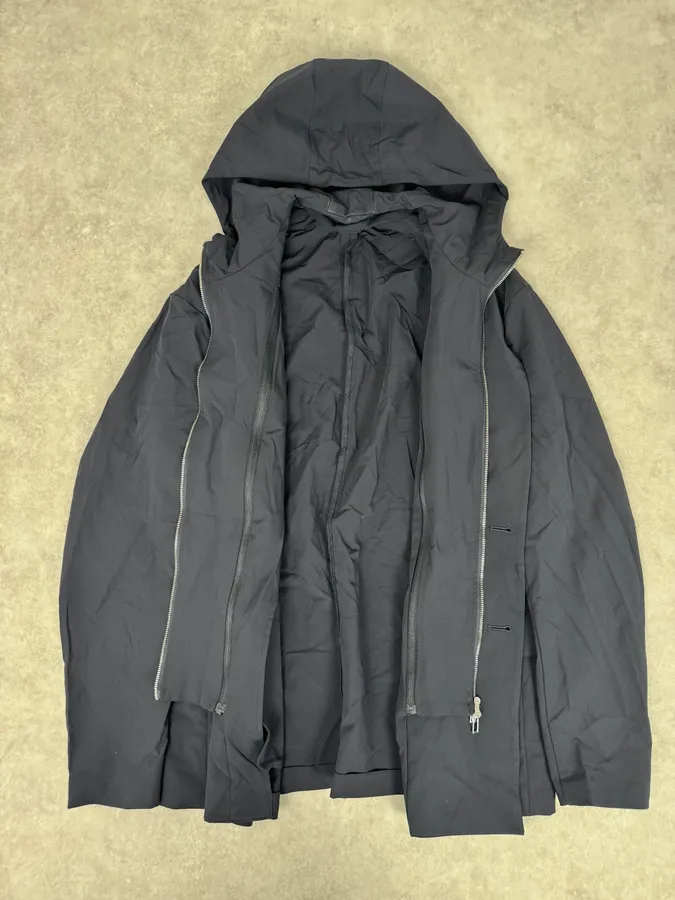 2010s Emporio Armani Multi Zip Windbreaker Navy Layered Hooded Jacket - Image 8