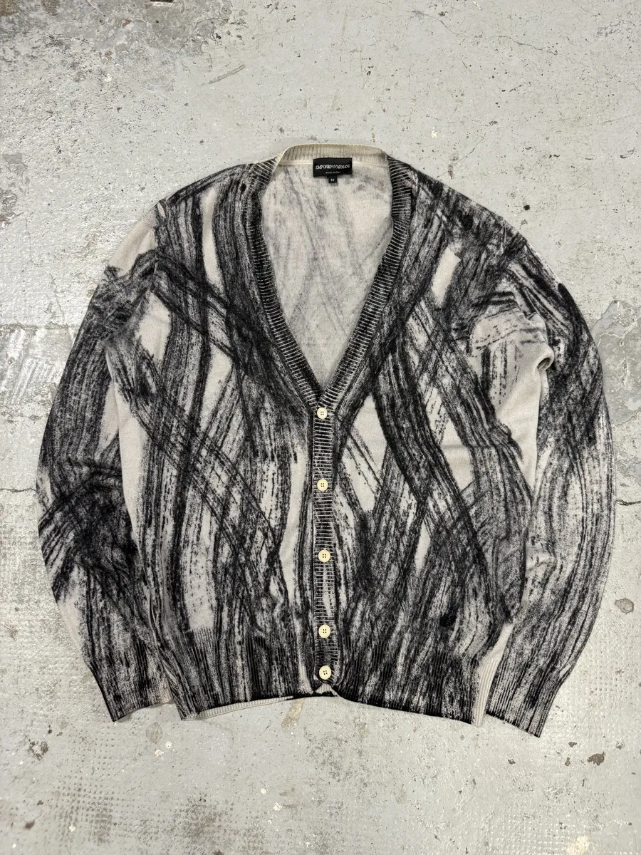 2010s Emporio Armani Wheel Paint Cardigan Sweater