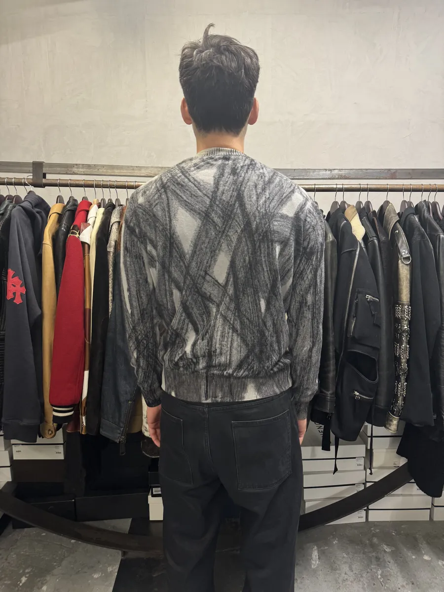 2010s Emporio Armani Wheel Paint Cardigan Sweater - Image 3