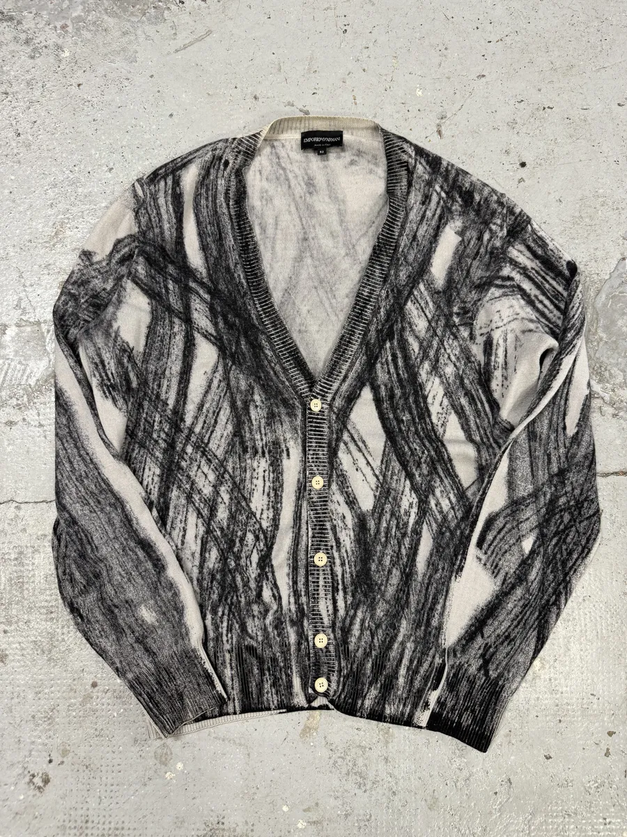 2010s Emporio Armani Wheel Paint Cardigan Sweater - Image 5