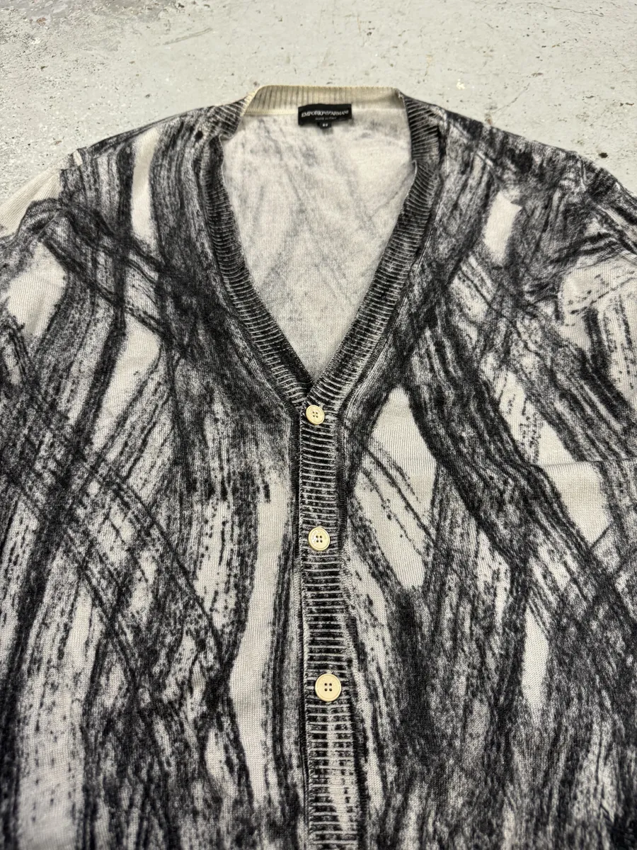 2010s Emporio Armani Wheel Paint Cardigan Sweater - Image 9