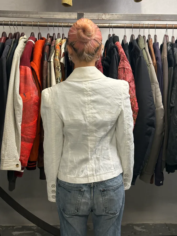 2010s Emporio Armani White Buttoned Multi-Pocket Blazer Jacket - Image 2