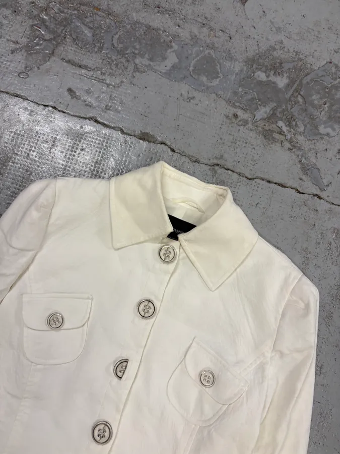 2010s Emporio Armani White Buttoned Multi-Pocket Blazer Jacket - Image 4