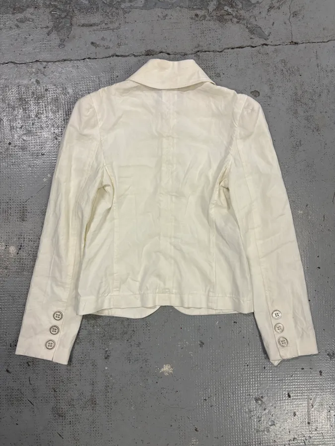 2010s Emporio Armani White Buttoned Multi-Pocket Blazer Jacket - Image 5