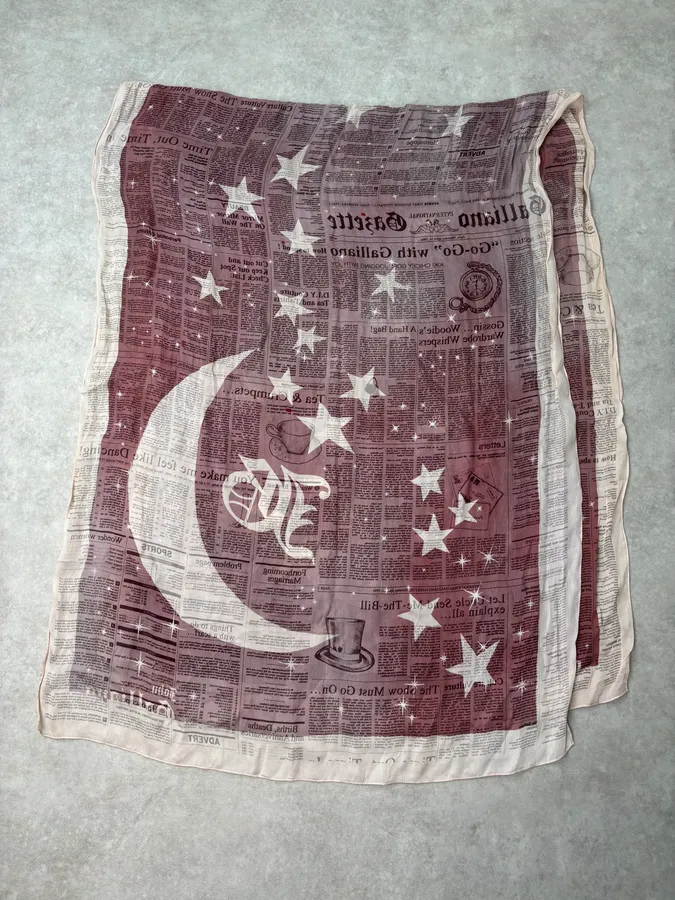 2010s Galliano Magazine Pink & White Paper Scarf - Image 3