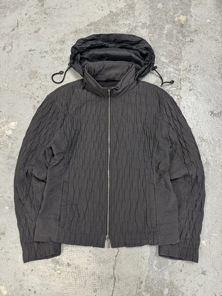 2010s Giorgio Armani Black Plissed Light Jacket