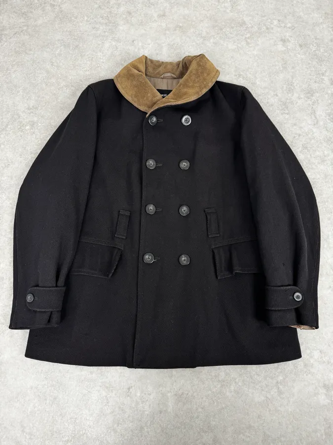2010s Giorgio Armani Black Wool Double Breasted Classy Coat