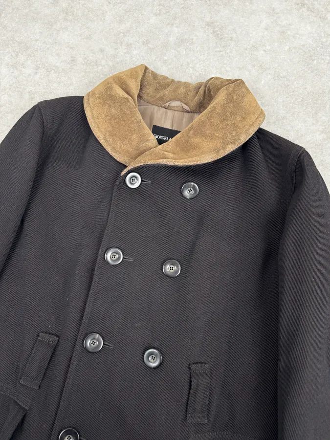 2010s Giorgio Armani Black Wool Double Breasted Classy Coat - Image 5