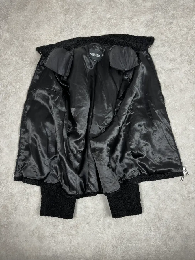 2010s Giorgio Armani Black Zip-up Lamb Fur Jacket - Image 7