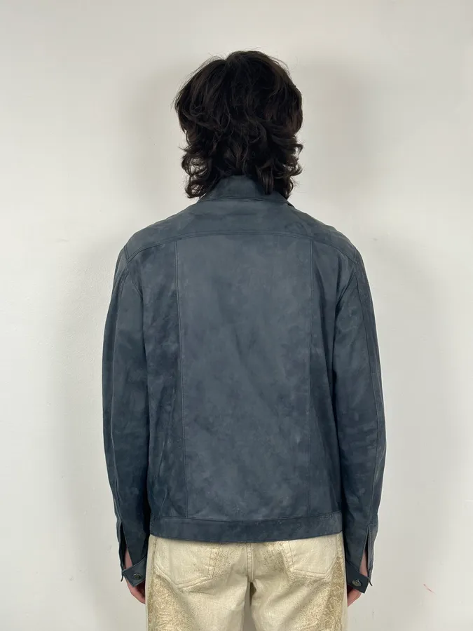 2010s Giorgio Brato Blue Eroded Leather Jacket - Image 3