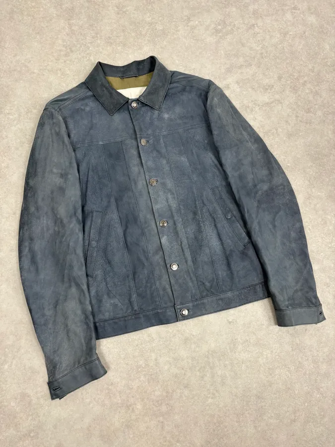 2010s Giorgio Brato Blue Eroded Leather Jacket - Image 4
