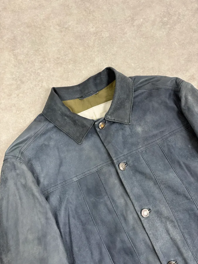 2010s Giorgio Brato Blue Eroded Leather Jacket - Image 5