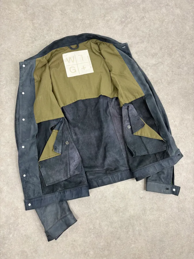 2010s Giorgio Brato Blue Eroded Leather Jacket - Image 7