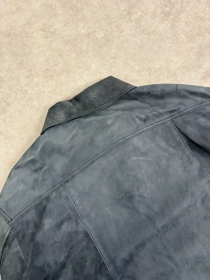 2010s Giorgio Brato Blue Eroded Leather Jacket - Image 9