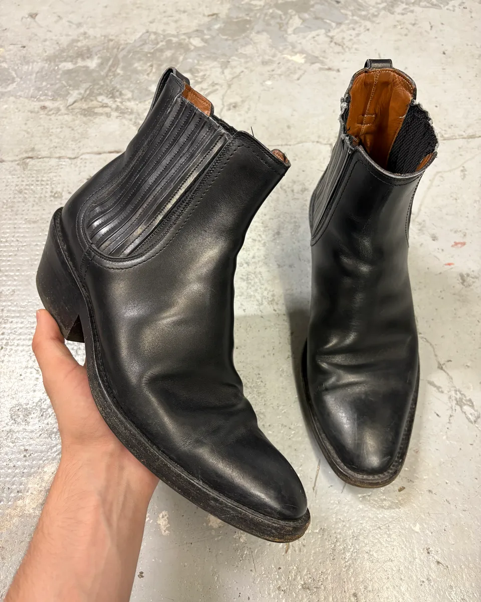 2010s Givenchy Black Leather Cuban Boots by Riccardo Tisci