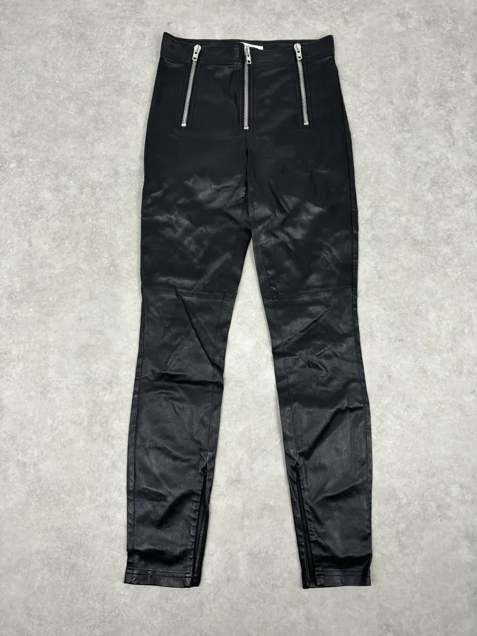 2010s Givenchy Black Leather Multi-Zip Skinny Pants