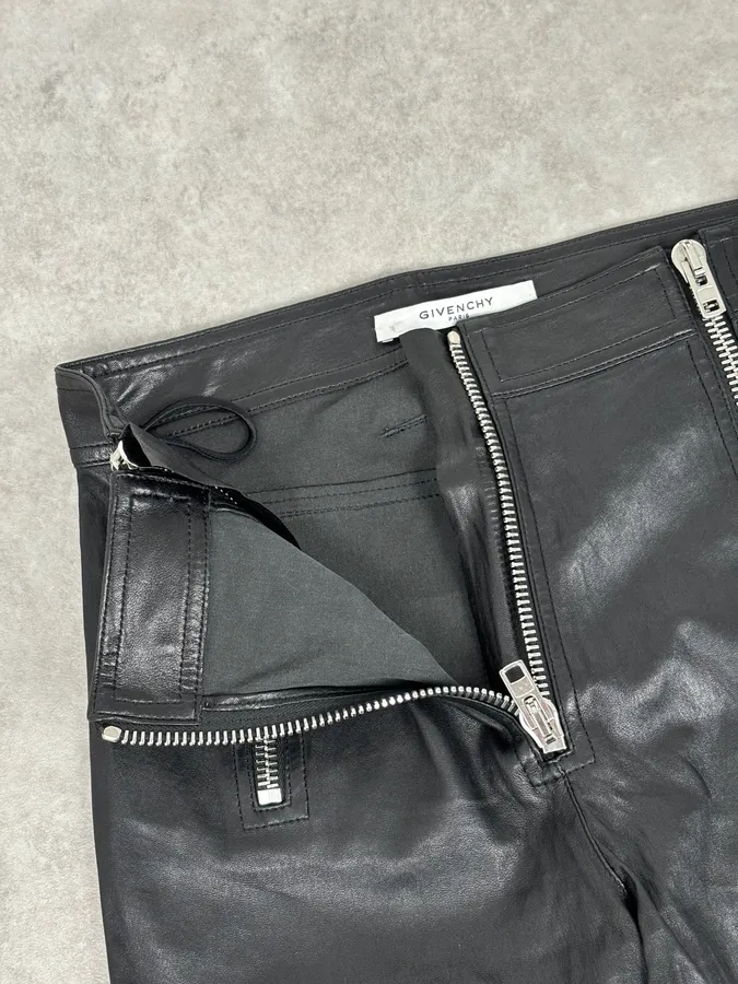 2010s Givenchy Black Leather Multi-Zip Skinny Pants - Image 11